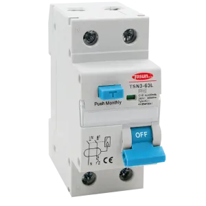TSN3-63L, 1P+N (2P), 16А, 30мА, тип АС, 6kА з захистом від надструмів TSN3-63L, 1P+N (2P), 16А, 30мА, тип АС, 6kА з захистом від надструмів