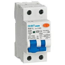Диф. авт. вимикач NB1L-40 1P+N (36мм) C40 30mA, ел-мех. тип AC, 10kA Диф. авт. вимикач NB1L-40 1P+N (36мм) C40 30mA, ел-мех. тип AC, 10kA