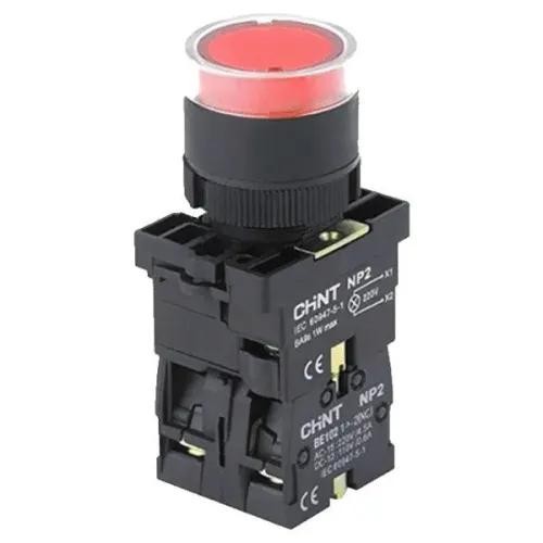 Кнопка пластиковая NP2-EW3465 1NO+1NC красная AC/DC 230В(LED) IP40 Кнопка пластиковая NP2-EW3465 1NO+1NC красная AC/DC 230В(LED) IP40