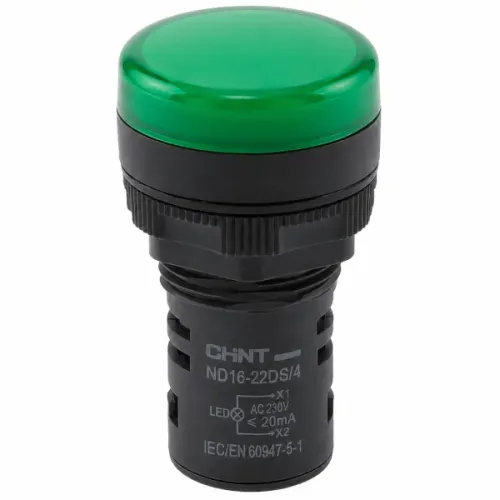 Индикатор ND16-22DS/4 зеленый АС 230В Индикатор ND16-22DS/4 зеленый АС 230В