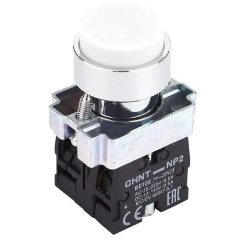 Кнопка NP2-BL15 без подсветки белая 1NO+1NC IP40 Кнопка NP2-BL15 без подсветки белая 1NO+1NC IP40