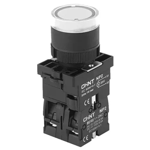 Кнопка пластиковая NP2-EW3165 1NO+1NC белая AC/DC230В(LED) IP40 Кнопка пластиковая NP2-EW3165 1NO+1NC белая AC/DC230В(LED) IP40