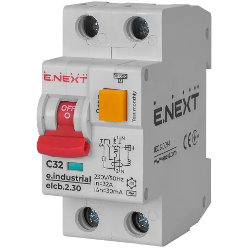 Выключатель дифференциального тока (дифавтомат) e.industrial.elcb.2.C32.30, 2р, 32А, С, 30мА Выключатель дифференциального тока (дифавтомат) e.industrial.elcb.2.C32.30, 2р, 32А, С, 30мА