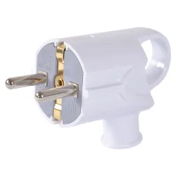 Вилка бытовая e.plug.angle.005.16, с з/к, 16А, угловая, белая, с ручкой Вилка бытовая e.plug.angle.005.16, с з/к, 16А, угловая, белая, с ручкой