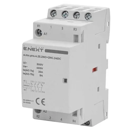 Модульний контактор e.mc.pro.4.25.2NO+2NC, 4р, 25А, 2NO+2NC, 24В Модульний контактор e.mc.pro.4.25.2NO+2NC, 4р, 25А, 2NO+2NC, 24В