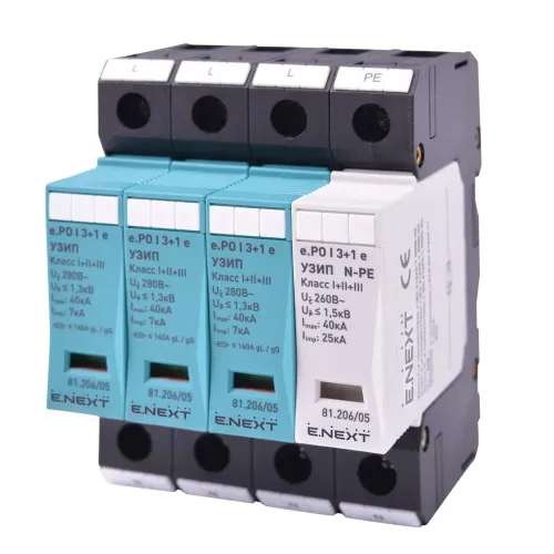 УЗИП e.PO I 3+1m e 280V/7kA класс I+II+III, 3 полюса + N-PE, моноблок УЗИП e.PO I 3+1m e 280V/7kA класс I+II+III, 3 полюса + N-PE, моноблок