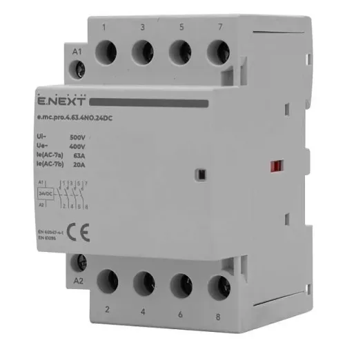 Модульний контактор e.mc.pro.4.63.4NO.24DC, 4р, 63А, 4NO, 24В Модульний контактор e.mc.pro.4.63.4NO.24DC, 4р, 63А, 4NO, 24В