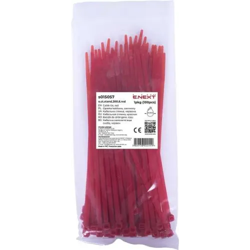 Кабельная стяжка e.ct.stand.300.8.red (100шт), красная Кабельная стяжка e.ct.stand.300.8.red (100шт), красная