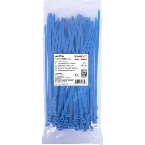 Кабельна стяжка e.ct.stand.200.3.blue (100шт), синя Кабельна стяжка e.ct.stand.200.3.blue (100шт), синя