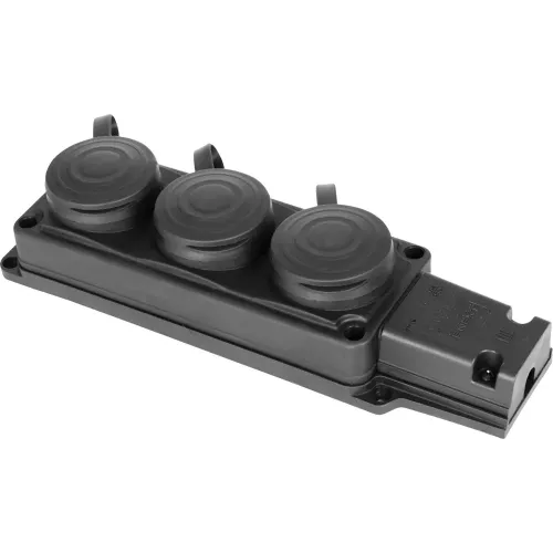 Розетка тройная с защитной крышкой каучуковая e.socket.rubber.029.3.16, с з/к, 16А Розетка тройная с защитной крышкой каучуковая e.socket.rubber.029.3.16, с з/к, 16А