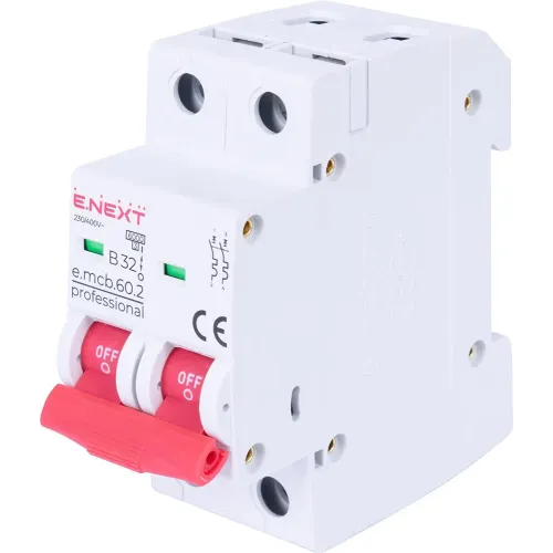 Модульный автоматический выключатель e.mcb.pro.60.2.B 32 new, 2р, 32А, В, 6кА, new Модульный автоматический выключатель e.mcb.pro.60.2.B 32 new, 2р, 32А, В, 6кА, new