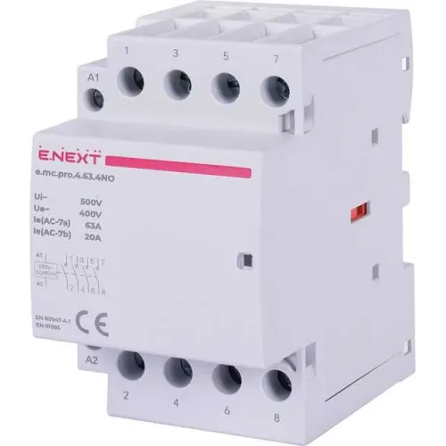 Модульний контактор e.mc.pro.4.63.4NO, 4р, 63А, 4NO, 220В Модульний контактор e.mc.pro.4.63.4NO, 4р, 63А, 4NO, 220В