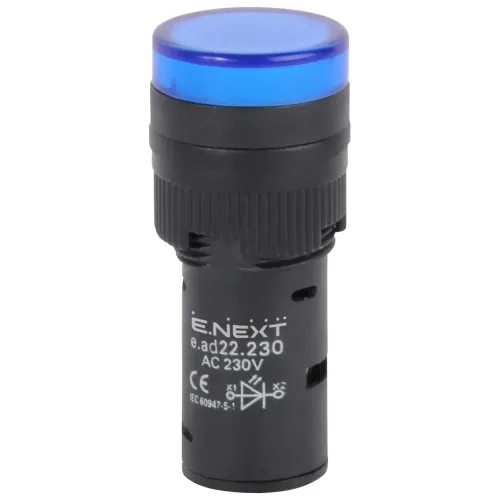 Арматура светосигнальная e.ad22.230.blue ∅22мм 230В АС синяя Арматура светосигнальная e.ad22.230.blue ∅22мм 230В АС синяя