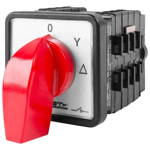 Пакетный переключатель LK25/4.324-ZP/45 щитовой, с передней панелью, 0-звезда-треугольник, 25А Пакетный переключатель LK25/4.324-ZP/45 щитовой, с передней панелью, 0-звезда-треугольник, 25А
