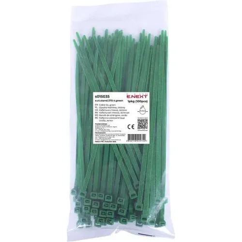 Кабельна стяжка e.ct.stand.370.4.green (100шт), зелена Кабельна стяжка e.ct.stand.370.4.green (100шт), зелена