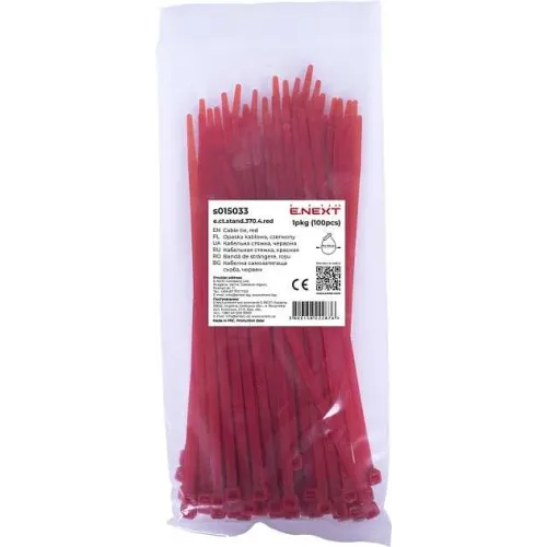 Кабельная стяжка e.ct.stand.370.4.red (100шт), красная Кабельная стяжка e.ct.stand.370.4.red (100шт), красная