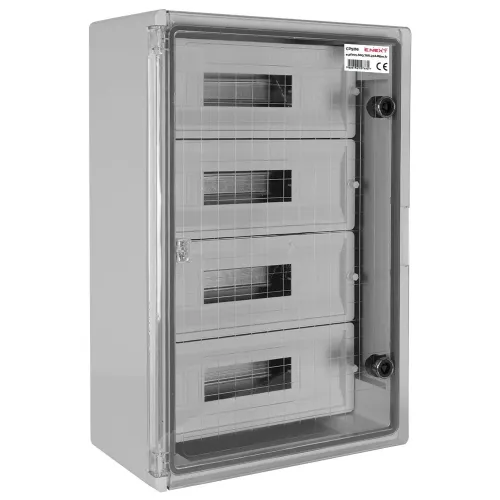 Корпус удароміцний з АБС-пластика e.plbox.500.700.245.88m.tr, 500х700х245мм, IP65 з прозорими дверцятами та панеллю під 88 модулів Корпус удароміцний з АБС-пластика e.plbox.500.700.245.88m.tr, 500х700х245мм, IP65 з прозорими дверцятами та панеллю під 88 модулів