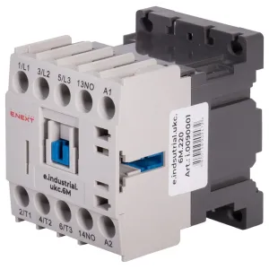 Контактор e.industrial.ukc.6M.220, 6А, 220В, no, малогабаритний Контактор e.industrial.ukc.6M.220, 6А, 220В, no, малогабаритний