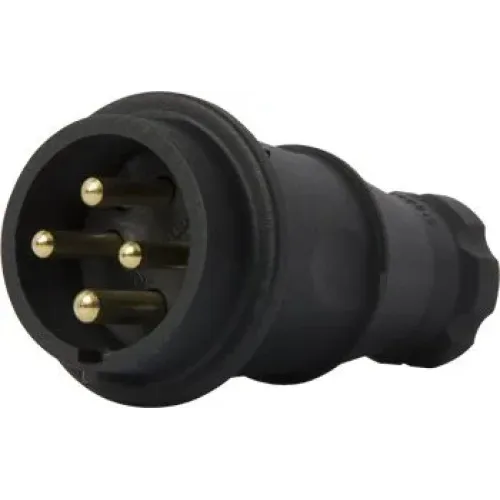 Силовая вилка переносная каучуковая e.plug.rubber.060.16, 4п., 16А Силовая вилка переносная каучуковая e.plug.rubber.060.16, 4п., 16А