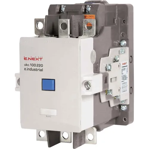 Контактор e.industrial.ukc.100.220, 100А, 220В, 1no+1nc Контактор e.industrial.ukc.100.220, 100А, 220В, 1no+1nc