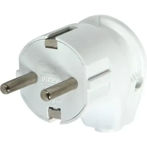 Вилка бытовая e.plug.angle.007.16, с з/к, 16А угловая белая Вилка бытовая e.plug.angle.007.16, с з/к, 16А угловая белая