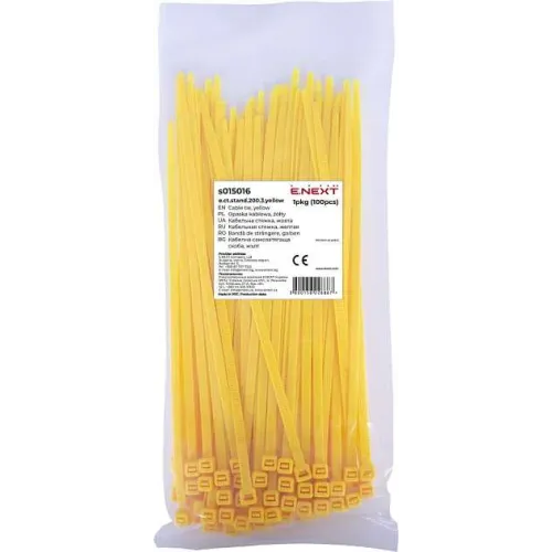 Кабельная стяжка e.ct.stand.200.3.yellow (100шт), желтая Кабельная стяжка e.ct.stand.200.3.yellow (100шт), желтая