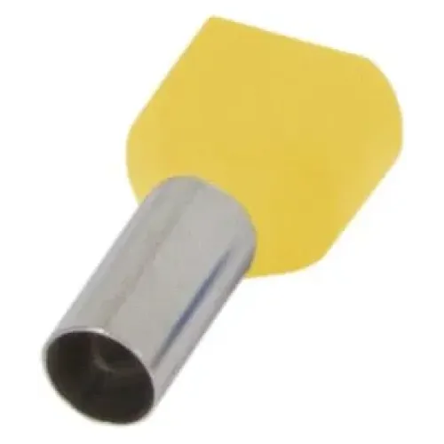 Изолированный наконечник e.terminal.stand.te.2.1.5.yellow (TE1508 yellow) 2x1,5 кв.мм, желтый, 100шт Изолированный наконечник e.terminal.stand.te.2.1.5.yellow (TE1508 yellow) 2x1,5 кв.мм, желтый, 100шт