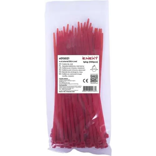 Кабельная стяжка e.ct.stand.150.4.red (100шт), красная Кабельная стяжка e.ct.stand.150.4.red (100шт), красная