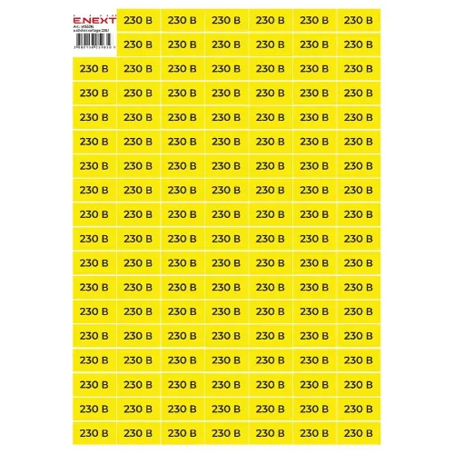 Самоклеюча наклейка "230В" e.sticker.voltage.230.1 (40х20мм) 102 шт/лист Самоклеюча наклейка "230В" e.sticker.voltage.230.1 (40х20мм) 102 шт/лист