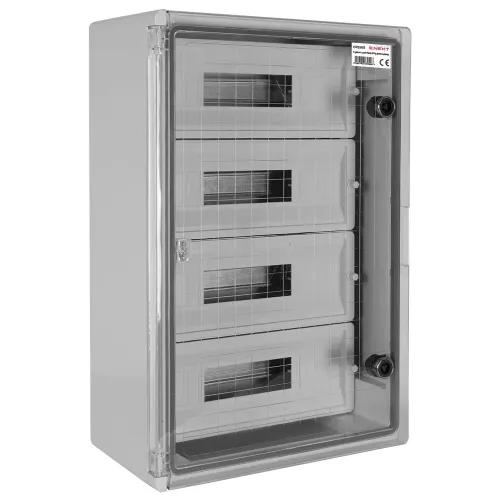 Корпус удароміцний з АБС-пластика e.plbox.400.600.200.60m.tr, 400х600х200мм, IP65 з прозорими дверцятами та панеллю під 60 модулів Корпус удароміцний з АБС-пластика e.plbox.400.600.200.60m.tr, 400х600х200мм, IP65 з прозорими дверцятами та панеллю під 60 модулів