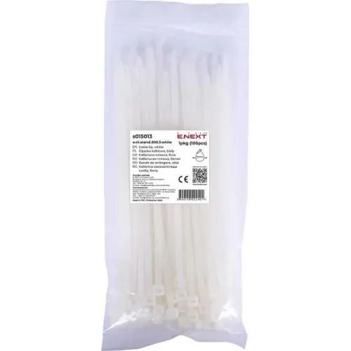 Кабельна стяжка e.ct.stand.200.3.white (100шт), біла Кабельна стяжка e.ct.stand.200.3.white (100шт), біла