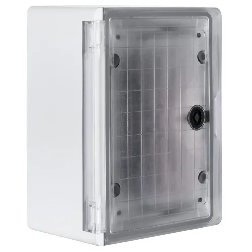 Корпус удароміцний з АБС-пластика e.plbox.250.330.130.tr, 250х330х130мм, IP65 з прозорими дверцятами Корпус удароміцний з АБС-пластика e.plbox.250.330.130.tr, 250х330х130мм, IP65 з прозорими дверцятами