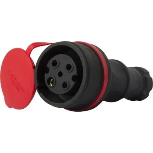 Силова розетка переносна з захисною кришкою каучукова e.socket.rubber.071.32, 4п., 32А Силова розетка переносна з захисною кришкою каучукова e.socket.rubber.071.32, 4п., 32А
