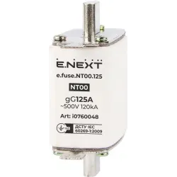 Запобіжник плавкий e.fuse.NT00.125, габарит 00, 125А Запобіжник плавкий e.fuse.NT00.125, габарит 00, 125А