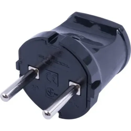 Вилка побутова e.plug.002.10, без з/к,10А, чорна Вилка побутова e.plug.002.10, без з/к,10А, чорна