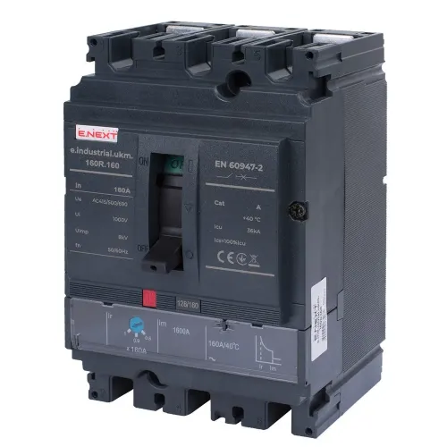 Силовий автоматичний вимикач e.industrial.ukm.160R.160 з регулюванням, 3р, 160А Силовий автоматичний вимикач e.industrial.ukm.160R.160 з регулюванням, 3р, 160А
