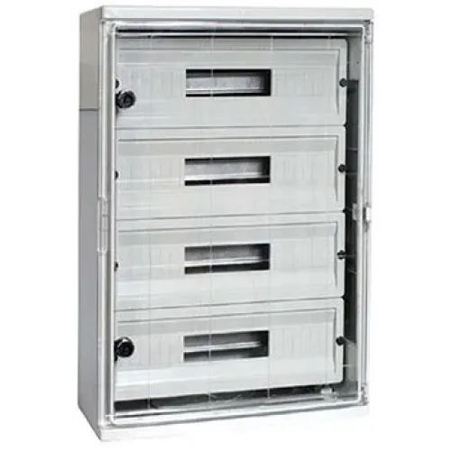 Корпус ударопрочный из АБС-пластика e.plbox.400.500.175.54m.tr, 400х500х175мм, IP65 с прозрачными дверцами и панелью под 54 модули Корпус ударопрочный из АБС-пластика e.plbox.400.500.175.54m.tr, 400х500х175мм, IP65 с прозрачными дверцами и панелью под 54 модули