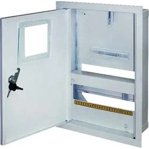 Корпус e.mbox.stand.w.f1.12.z.e металевий, під 1-ф. електронний лічильник, 12 мод., що вбудовується, з замком Корпус e.mbox.stand.w.f1.12.z.e металевий, під 1-ф. електронний лічильник, 12 мод., що вбудовується, з замком