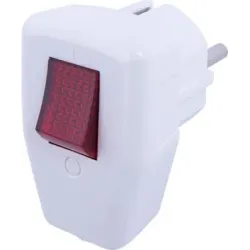 Вилка бытовая e.plug.angle.009.16, с з/к, 16А, угловая, белая, с выключателем Вилка бытовая e.plug.angle.009.16, с з/к, 16А, угловая, белая, с выключателем