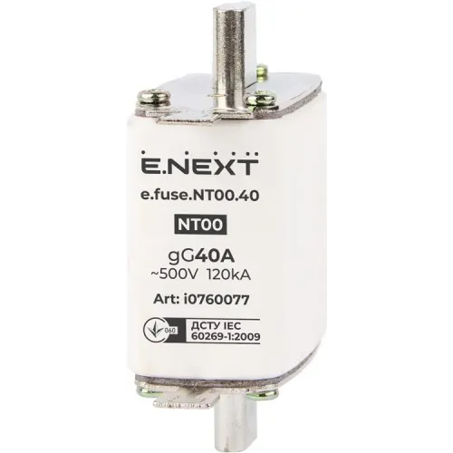 Запобіжник плавкий e.fuse.NT00.40, габарит 00, 40А Запобіжник плавкий e.fuse.NT00.40, габарит 00, 40А