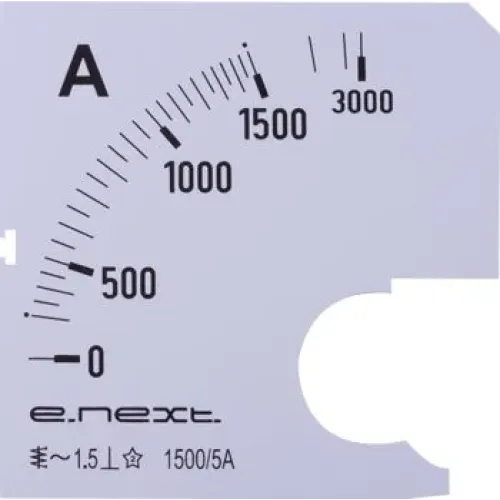 Шкала к амперметру щитового e.meter72.a1500.scale АС 1500А 72х72мм Шкала к амперметру щитового e.meter72.a1500.scale АС 1500А 72х72мм