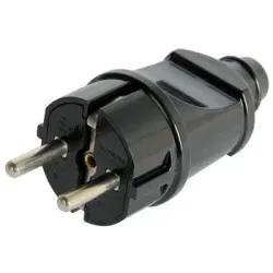 Вилка бытовая e.plug.straight.004.16, с з/к, 16А прямая черная Вилка бытовая e.plug.straight.004.16, с з/к, 16А прямая черная
