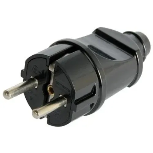 Вилка бытовая e.plug.straight.004.16, с з/к, 16А прямая черная Вилка бытовая e.plug.straight.004.16, с з/к, 16А прямая черная