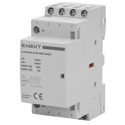 Модульный контактор e.mc.pro.4.25.4NO.24DC, 4р, 25А, 4NO, 24В Модульный контактор e.mc.pro.4.25.4NO.24DC, 4р, 25А, 4NO, 24В