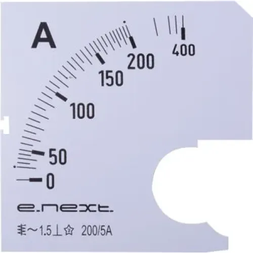 Шкала до амперметра щитового e.meter72.a200.scale АС 200А 72х72мм Шкала до амперметра щитового e.meter72.a200.scale АС 200А 72х72мм