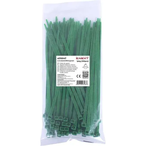Кабельная стяжка e.ct.stand.300.5.green (100шт), зеленая Кабельная стяжка e.ct.stand.300.5.green (100шт), зеленая