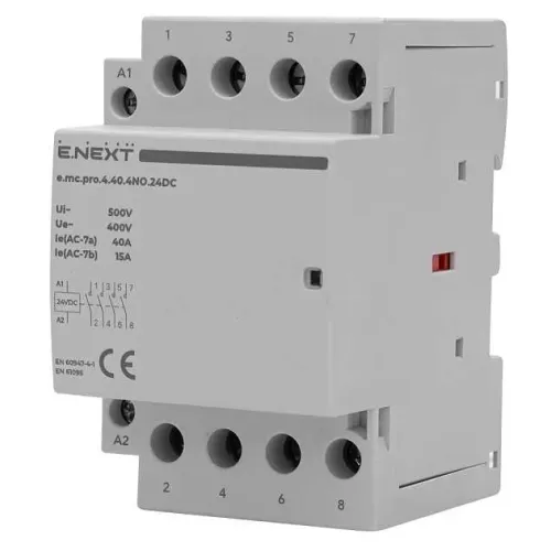 Модульный контактор e.mc.pro.4.40.4NO.24DC, 4р, 40А, 4NO, 24В Модульный контактор e.mc.pro.4.40.4NO.24DC, 4р, 40А, 4NO, 24В