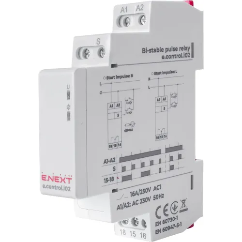 Реле імпульсне e.control.i02, 16A, 230V Реле імпульсне e.control.i02, 16A, 230V