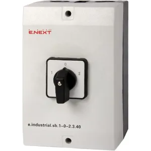 Пакетний перемикач в корпусі e.industrial.sb.1-0-2.3.40, 3р, 40А (1-0-2) Пакетний перемикач в корпусі e.industrial.sb.1-0-2.3.40, 3р, 40А (1-0-2)