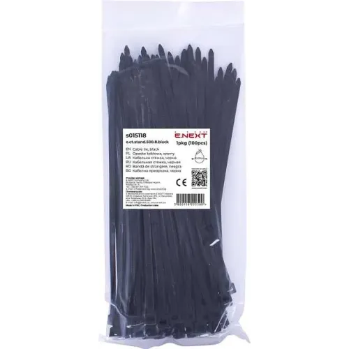 Кабельна стяжка e.ct.stand.500.8.black (100шт), чорна Кабельна стяжка e.ct.stand.500.8.black (100шт), чорна